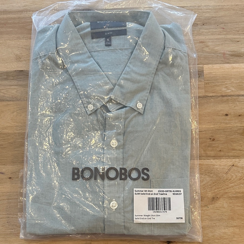 Bonobos Men’s Button-Down Shirt — Light Gray/Green